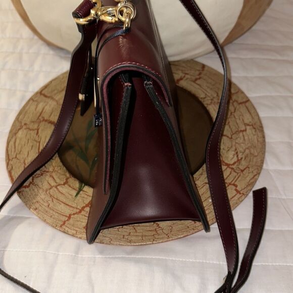 Roberta Prani Genuine Leather Burgundy “Chianti” Fur Handle Crossbody Bag - Picture 4 of 13